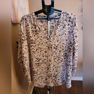 Maurices Plus Cream V-Neck Blouse